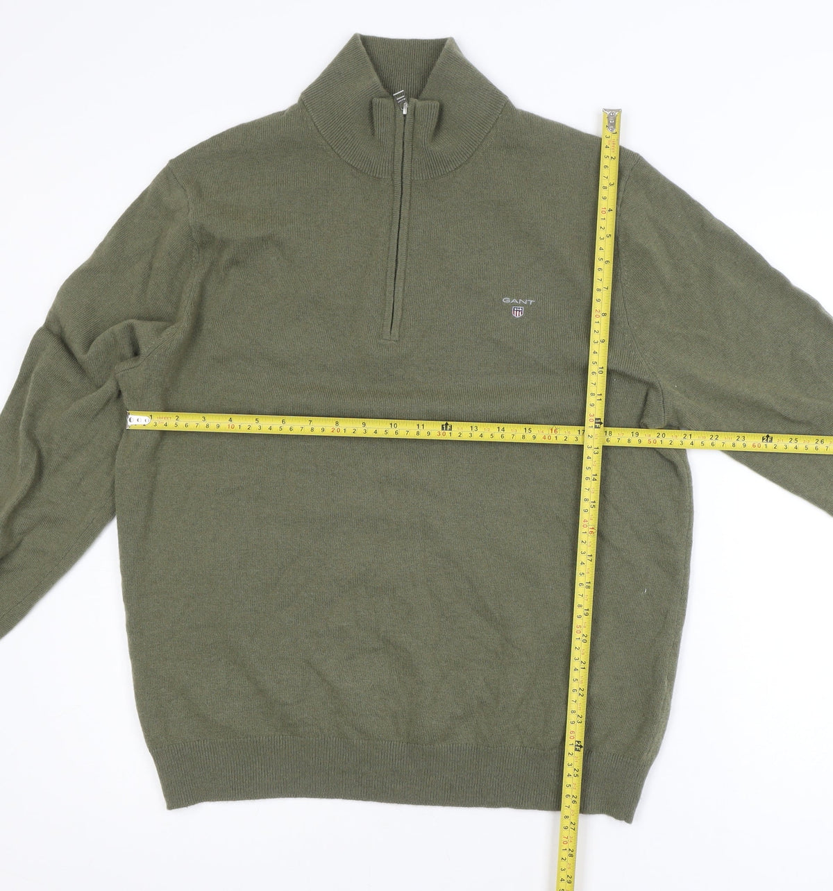 GANT Men’s Green XL 1/2 Zip Knit Jumper High Neck Classic Style