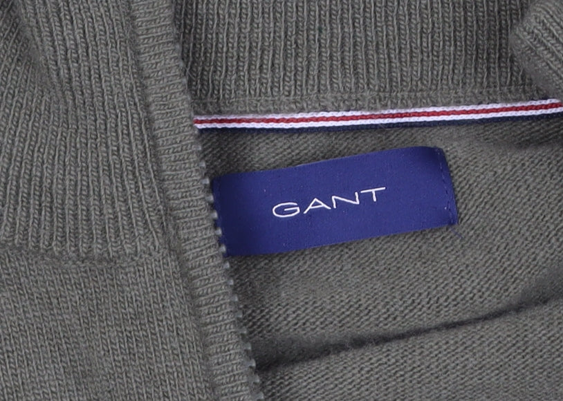 GANT Men’s Green XL 1/2 Zip Knit Jumper High Neck Classic Style