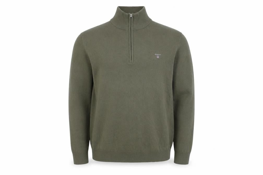 GANT Men’s Green XL 1/2 Zip Knit Jumper High Neck Classic Style