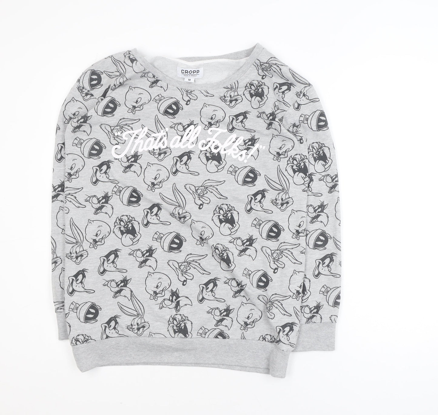 Cropp Mens Grey Cartoon Graphic Pullover Sweatshirt M
