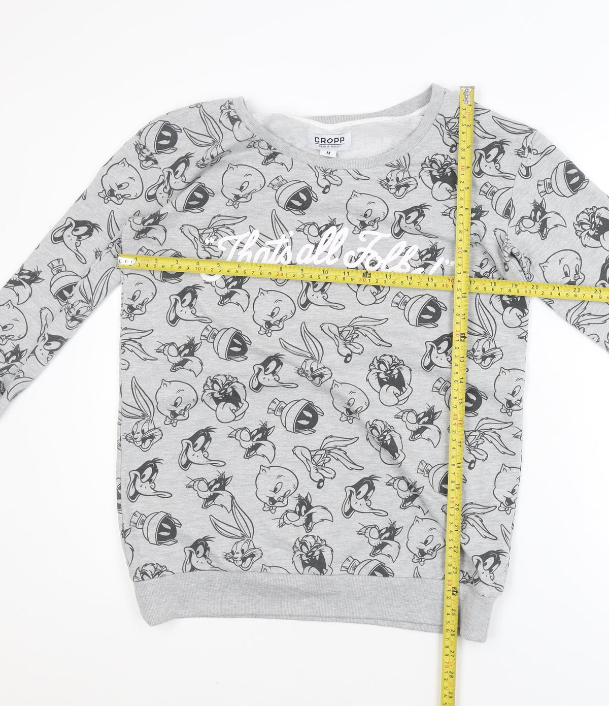 Cropp Mens Grey Cartoon Graphic Pullover Sweatshirt M