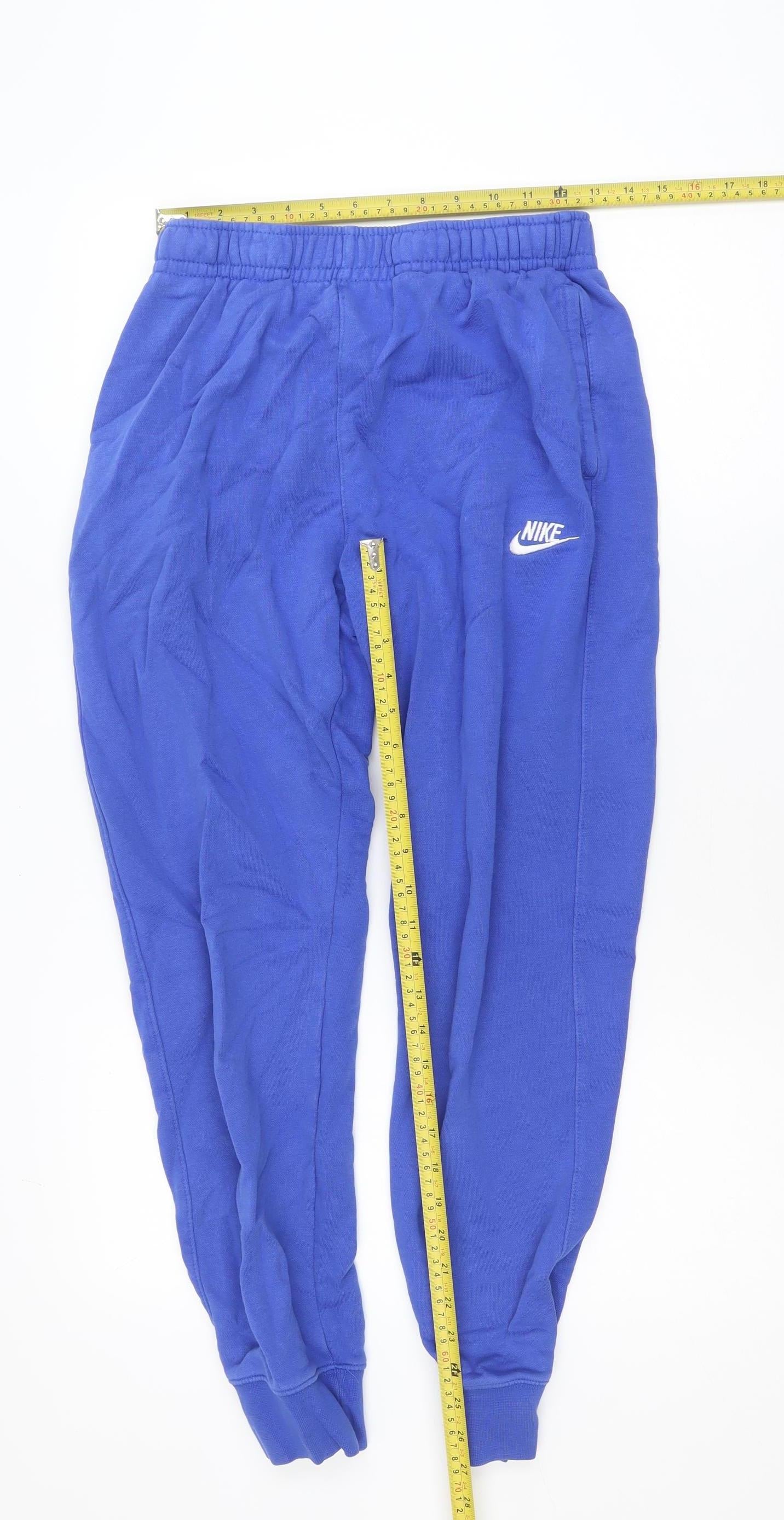 Nike Men Blue Small Jogger Sweatpants Cotton Blend Drawstring