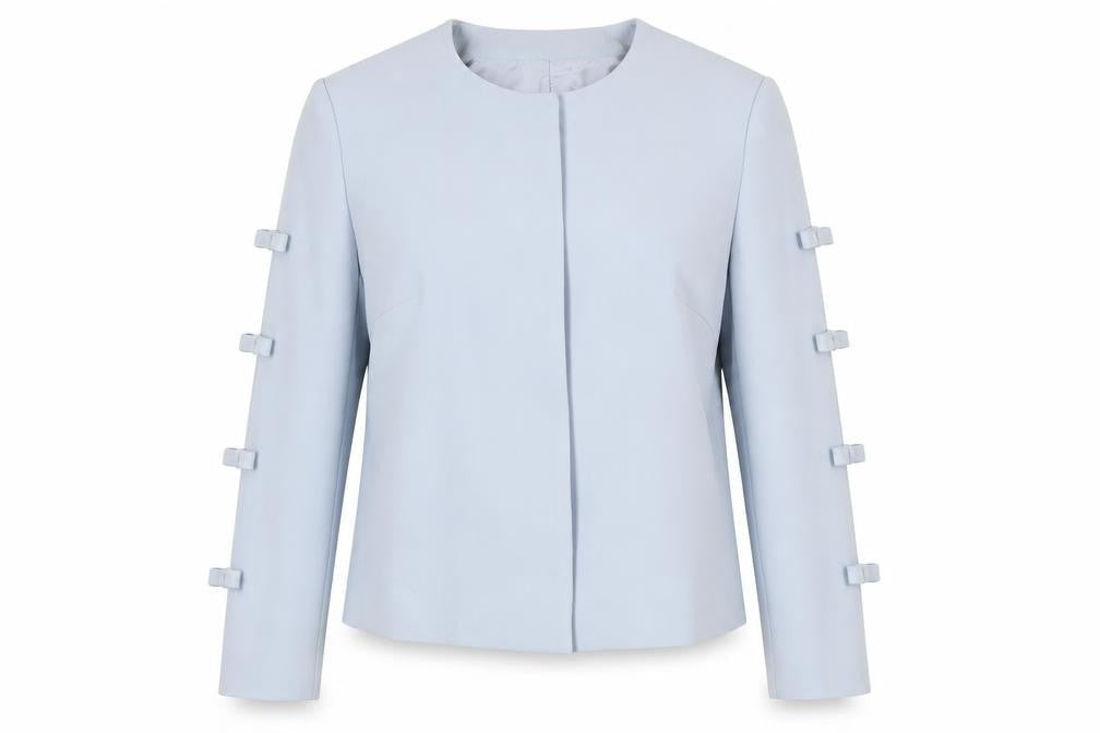 Badoo Women's Blue Size 12 Tailored Bow Detail Blazer Jacket