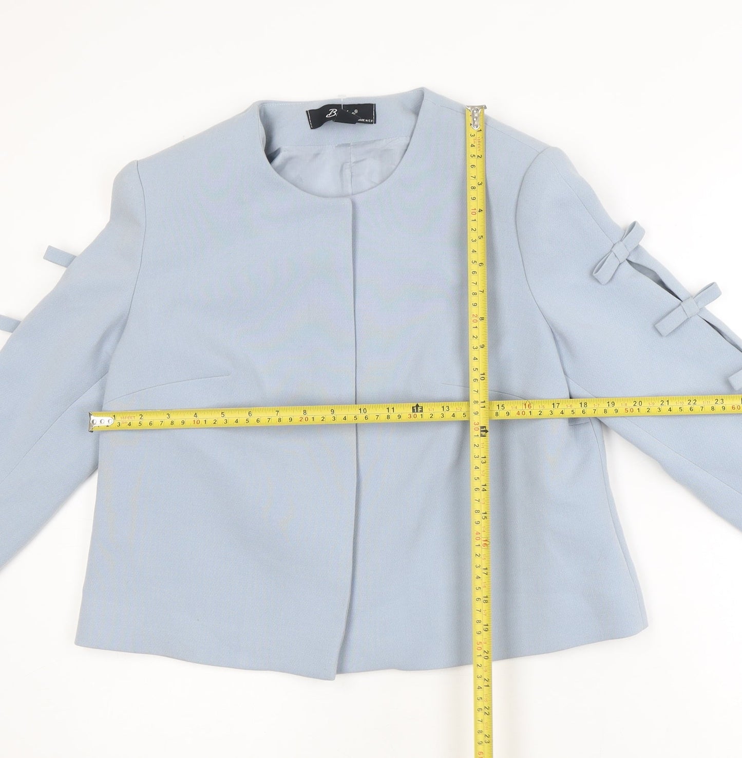 Badoo Women's Blue Size 12 Tailored Bow Detail Blazer Jacket