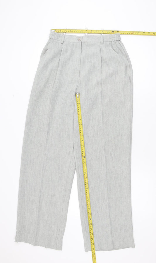 Elinette Women’s Grey Pleated Straight Leg Trousers Size 10