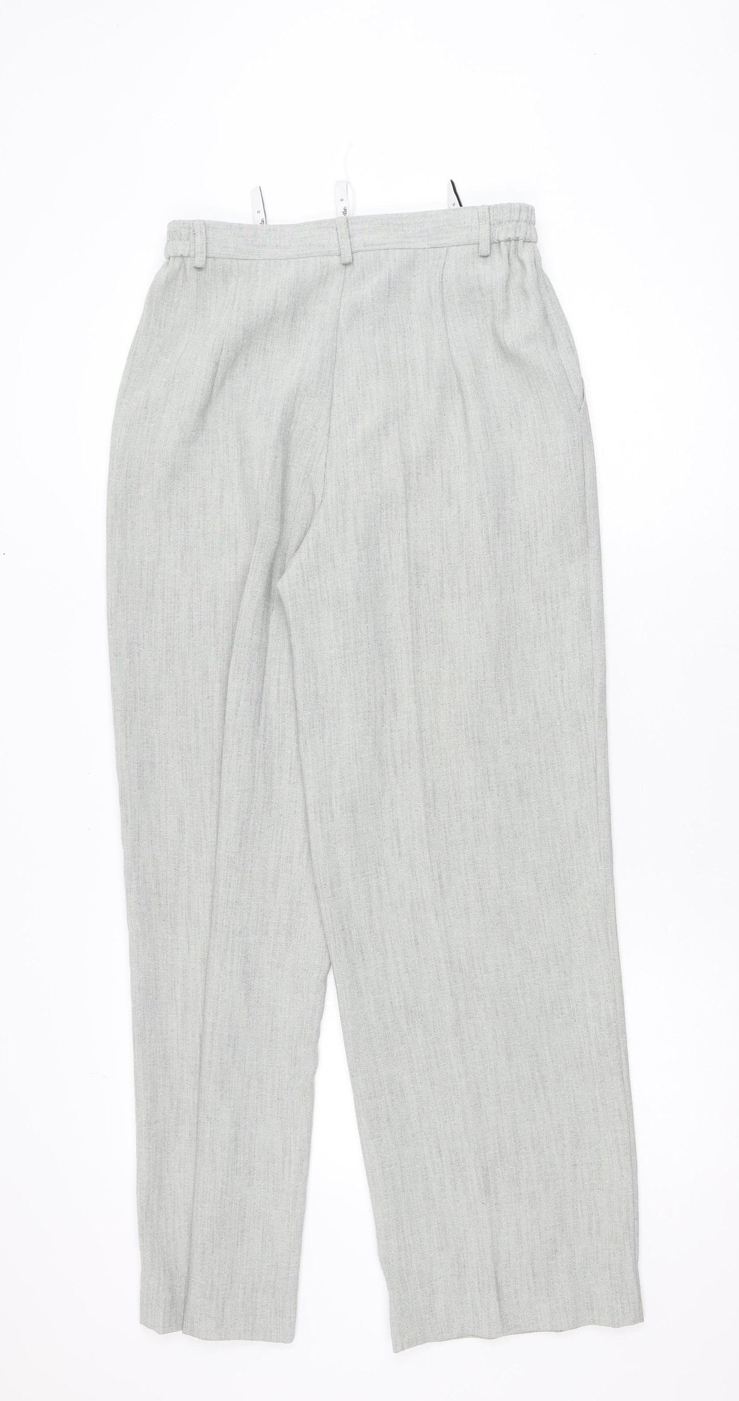 Elinette Women’s Grey Pleated Straight Leg Trousers Size 10