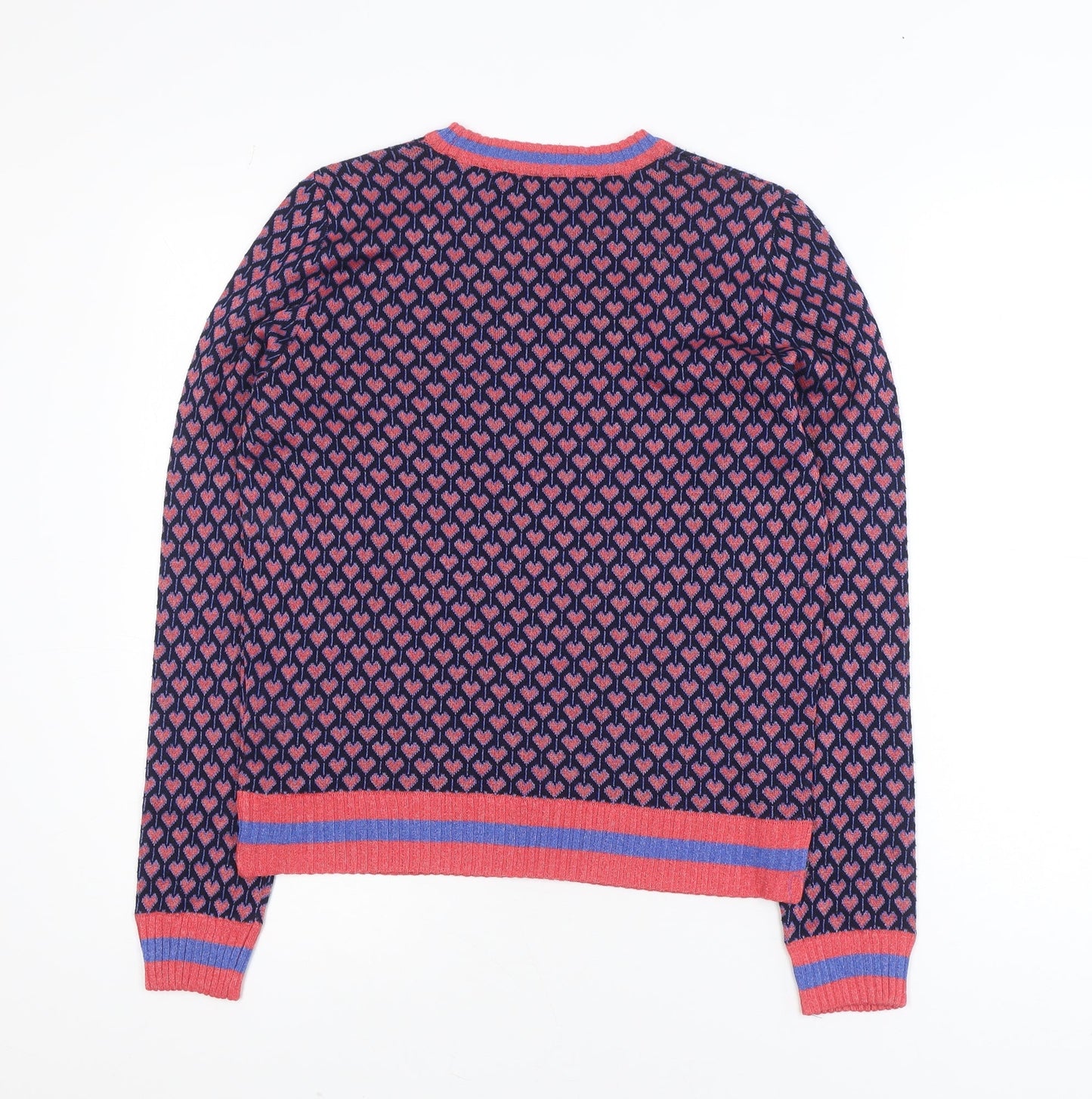 Marks and Spencer Women's Blue Heart Knit Jumper UK 14 Regular Fit