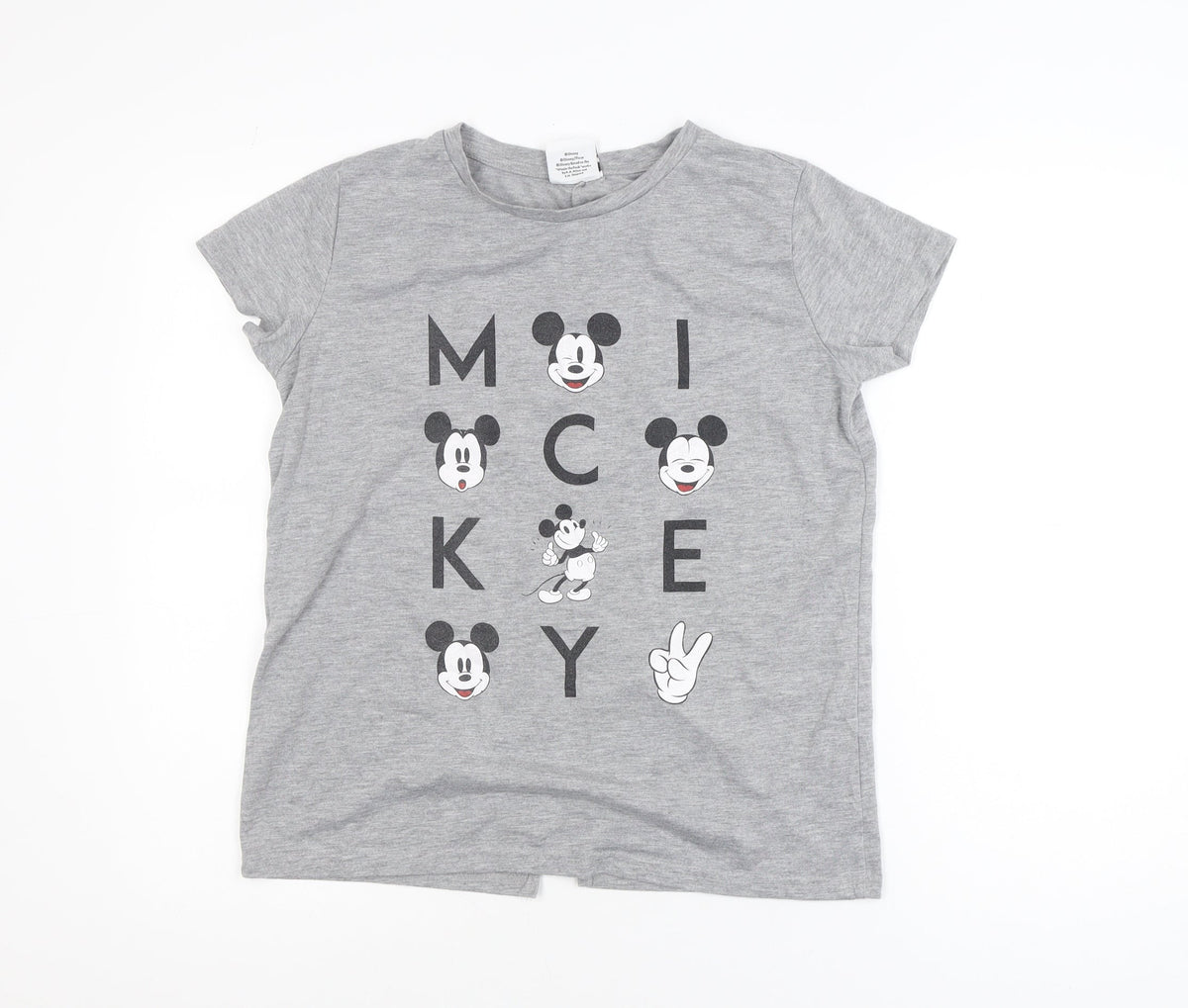Disney Women’s Grey Mickey Mouse T-Shirt Size 8 Short Sleeve Casual