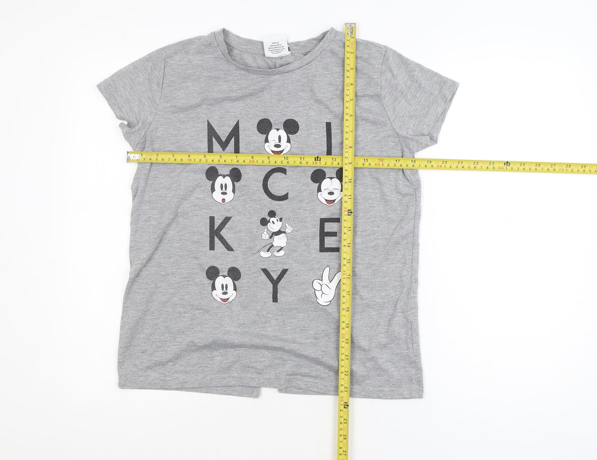 Disney Women’s Grey Mickey Mouse T-Shirt Size 8 Short Sleeve Casual