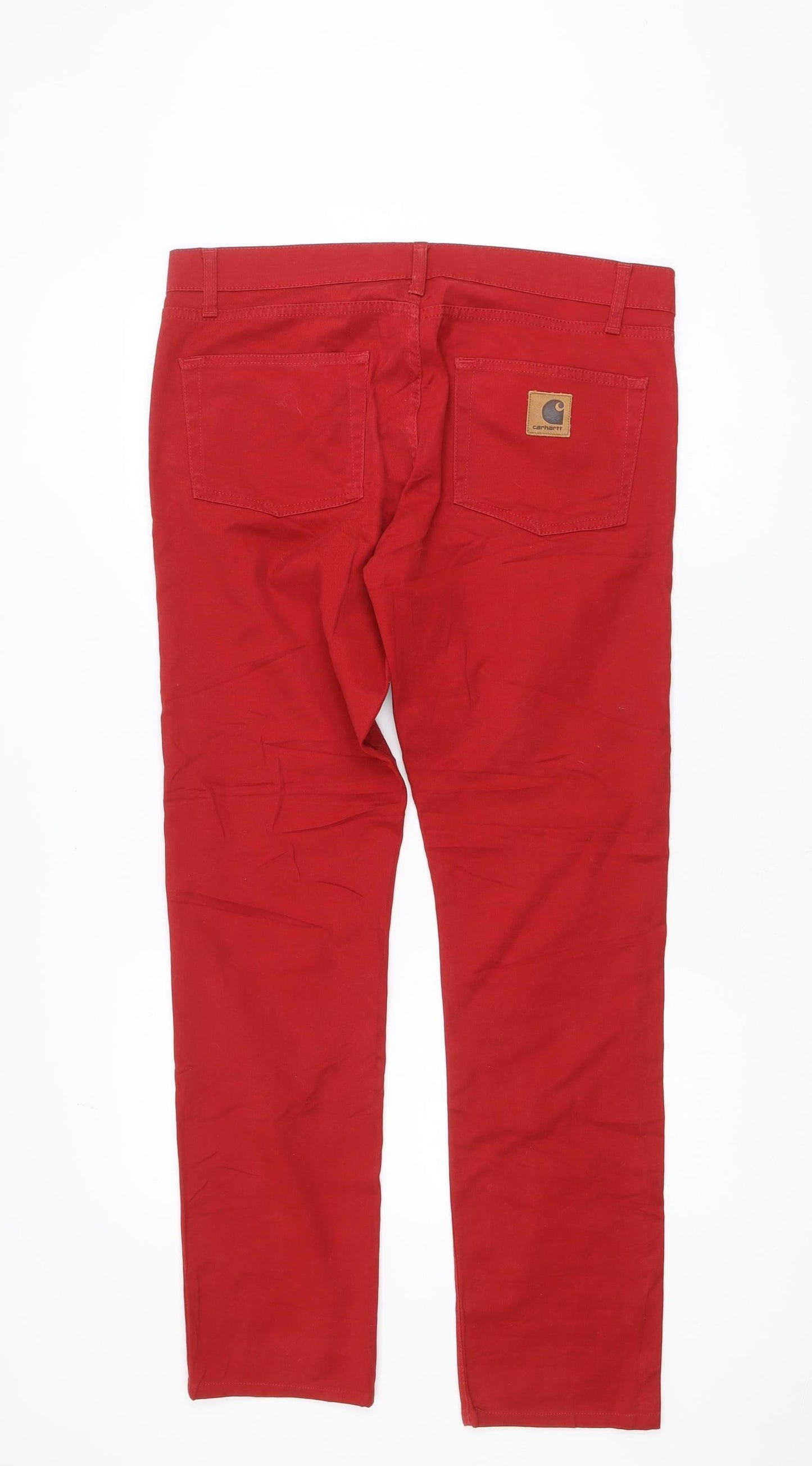 Carhartt Women Red Straight Jeans 34 Regular Stretch Cotton