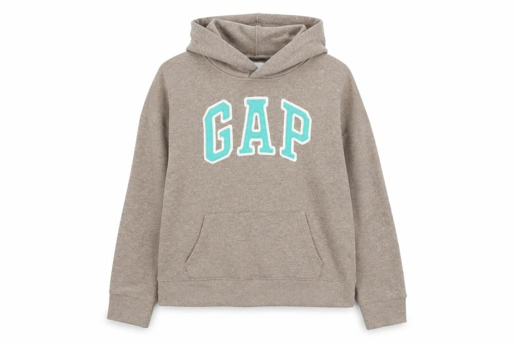 Gap Women Beige Pullover Hoodie Medium Logo Casual Soft Fleece