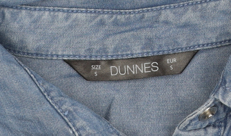 Dunnes Women's Blue Lyocell Denim Long Sleeve Button-Up Shirt S