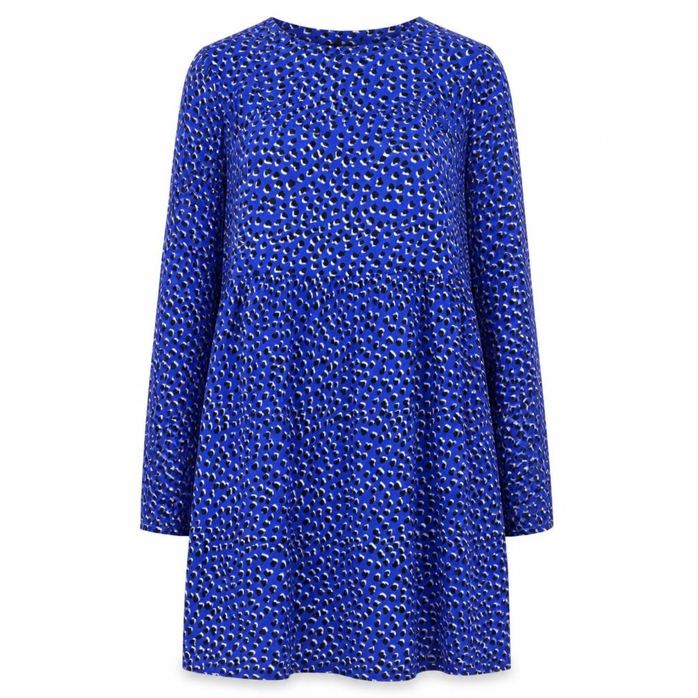 New Look Women Blue Animal Print A-Line Dress Size 8