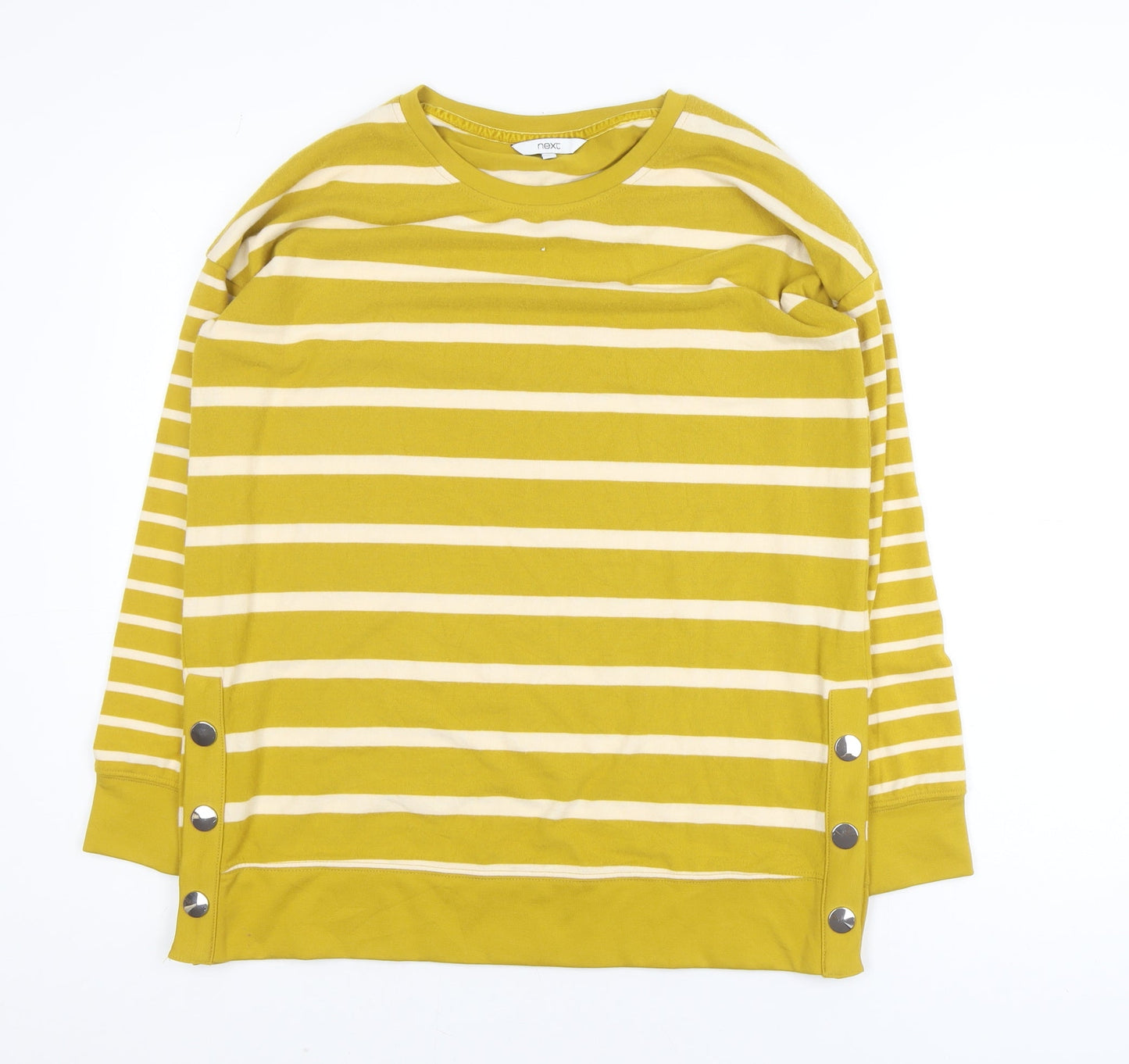 Next Women’s Yellow Striped Crew Neck Long Sleeve Relaxed Pullover Size 12