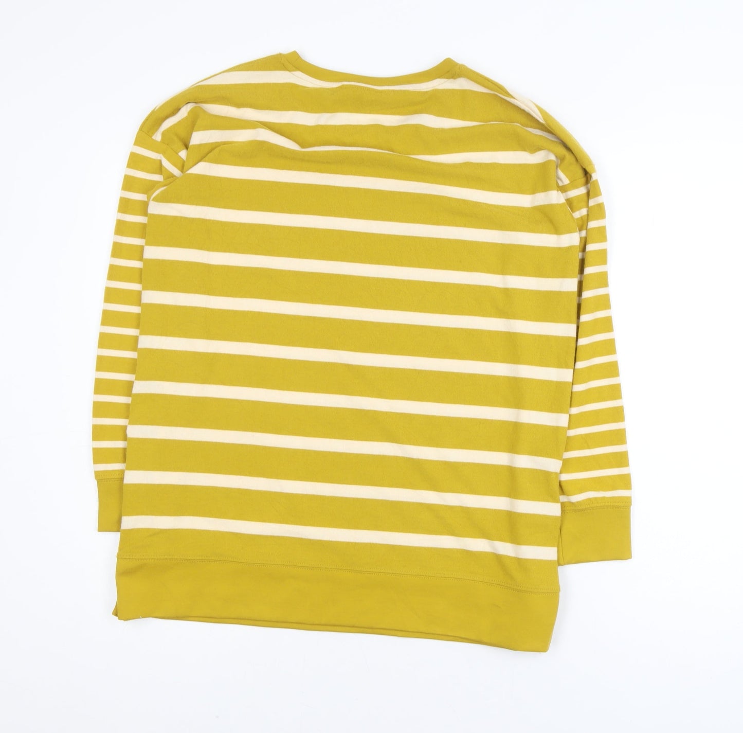 Next Women’s Yellow Striped Crew Neck Long Sleeve Relaxed Pullover Size 12