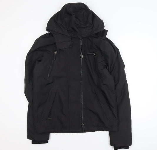 Superdry Men's Black M Puffer Jacket Hooded Waterproof Windproof