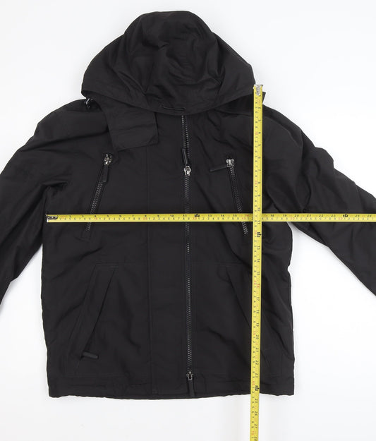Superdry Men's Black M Puffer Jacket Hooded Waterproof Windproof