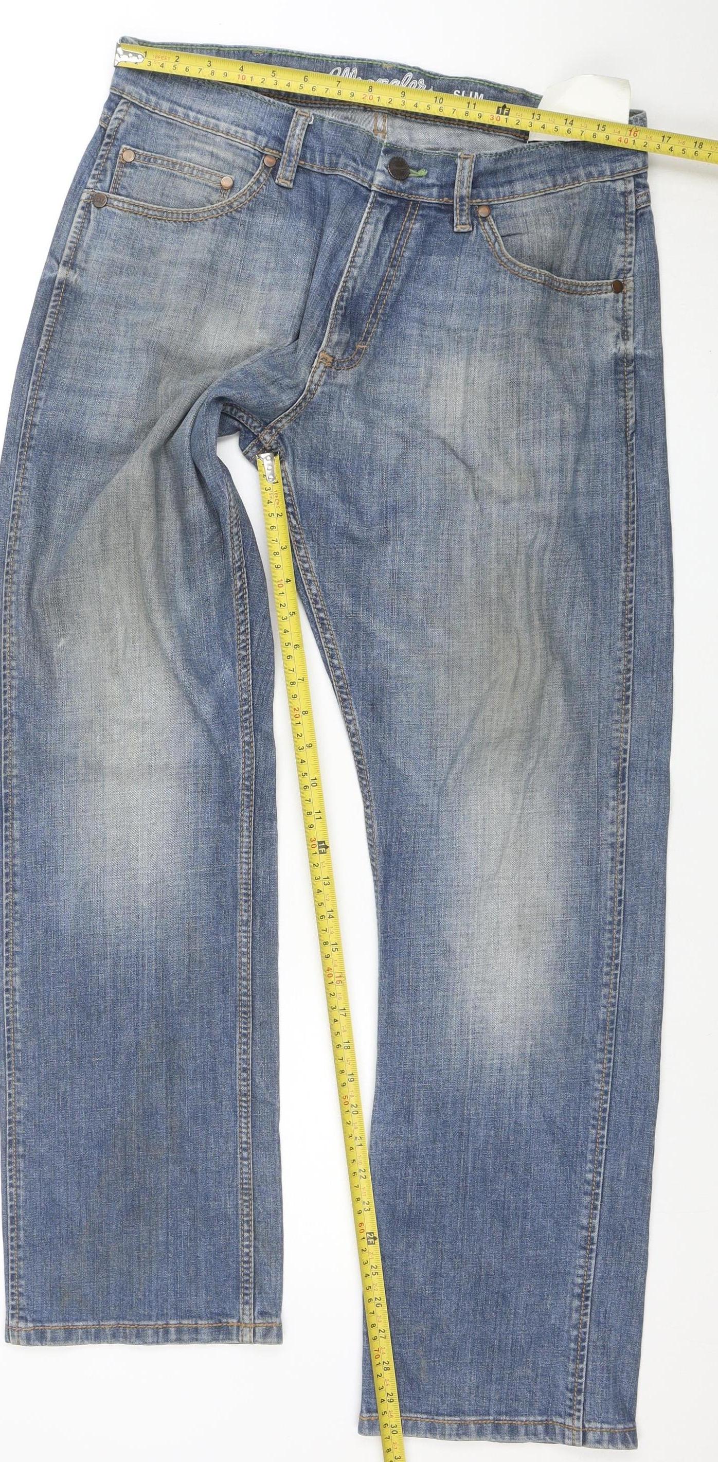Wrangler Retro Men's Blue Slim Straight Denim Jeans W34 L32