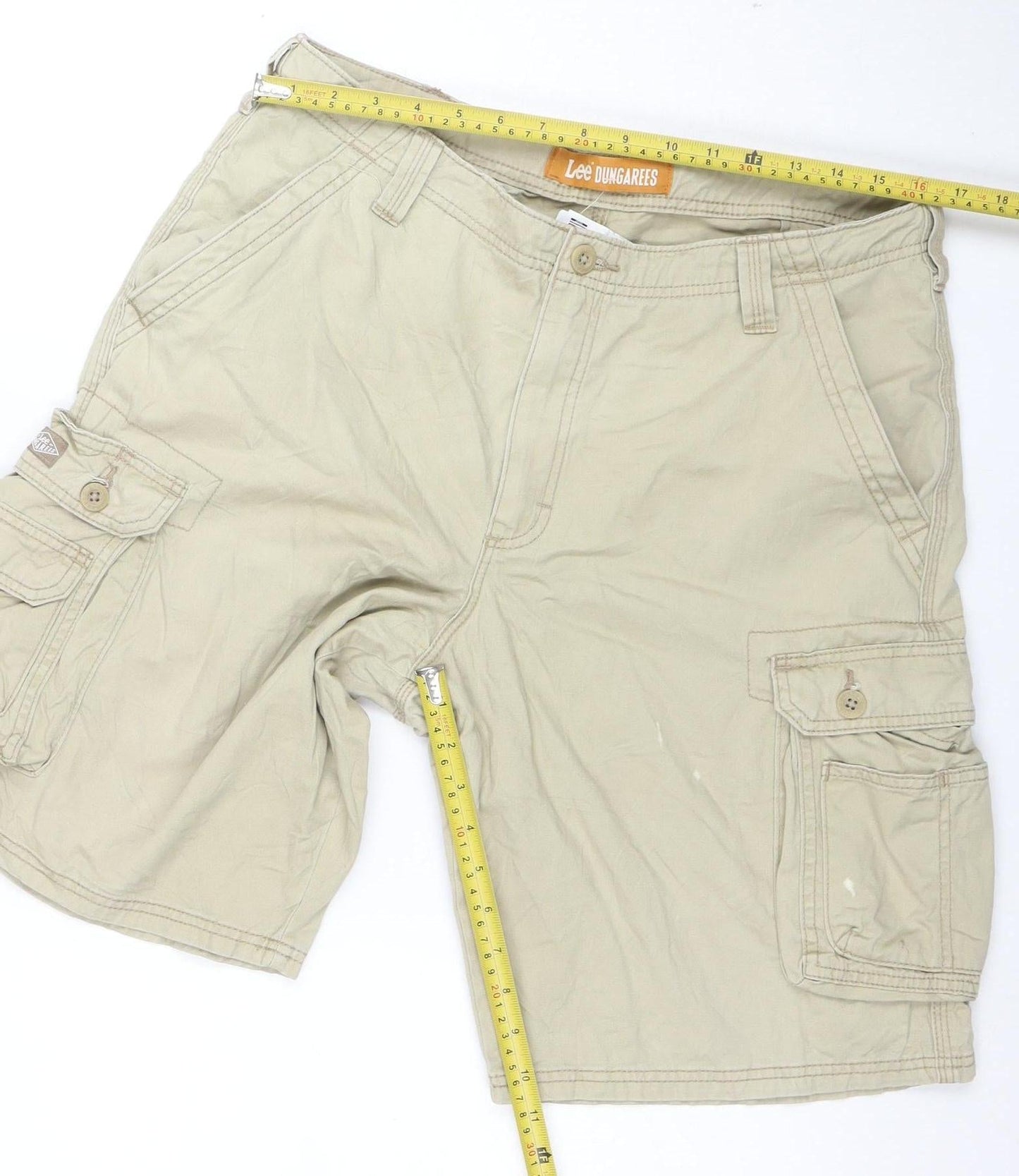 Lee Dungarees Men's Beige 34 Cargo Shorts Cotton Regular Fit