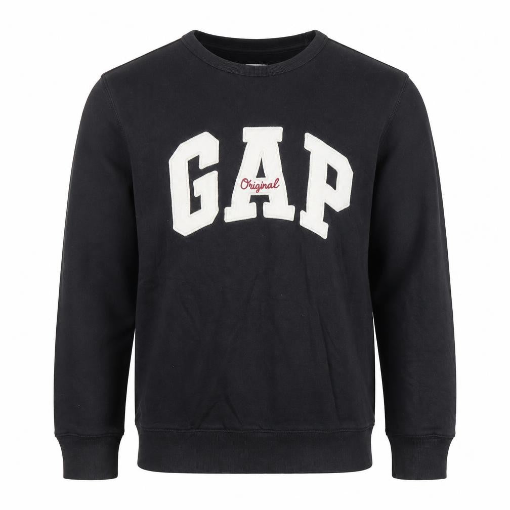 Gap Men's Black XS Pullover Logo Sweatshirt Crew Neck Cotton Blend