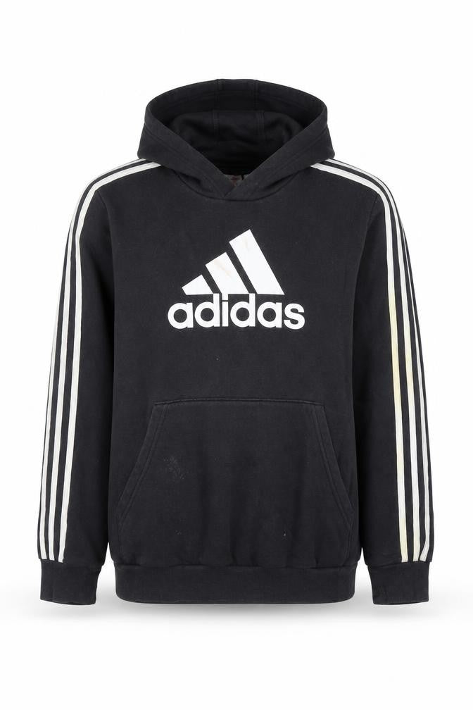 Adidas Boys Black Pullover Hoodie 13-14 Years Cotton Blend Sportswear