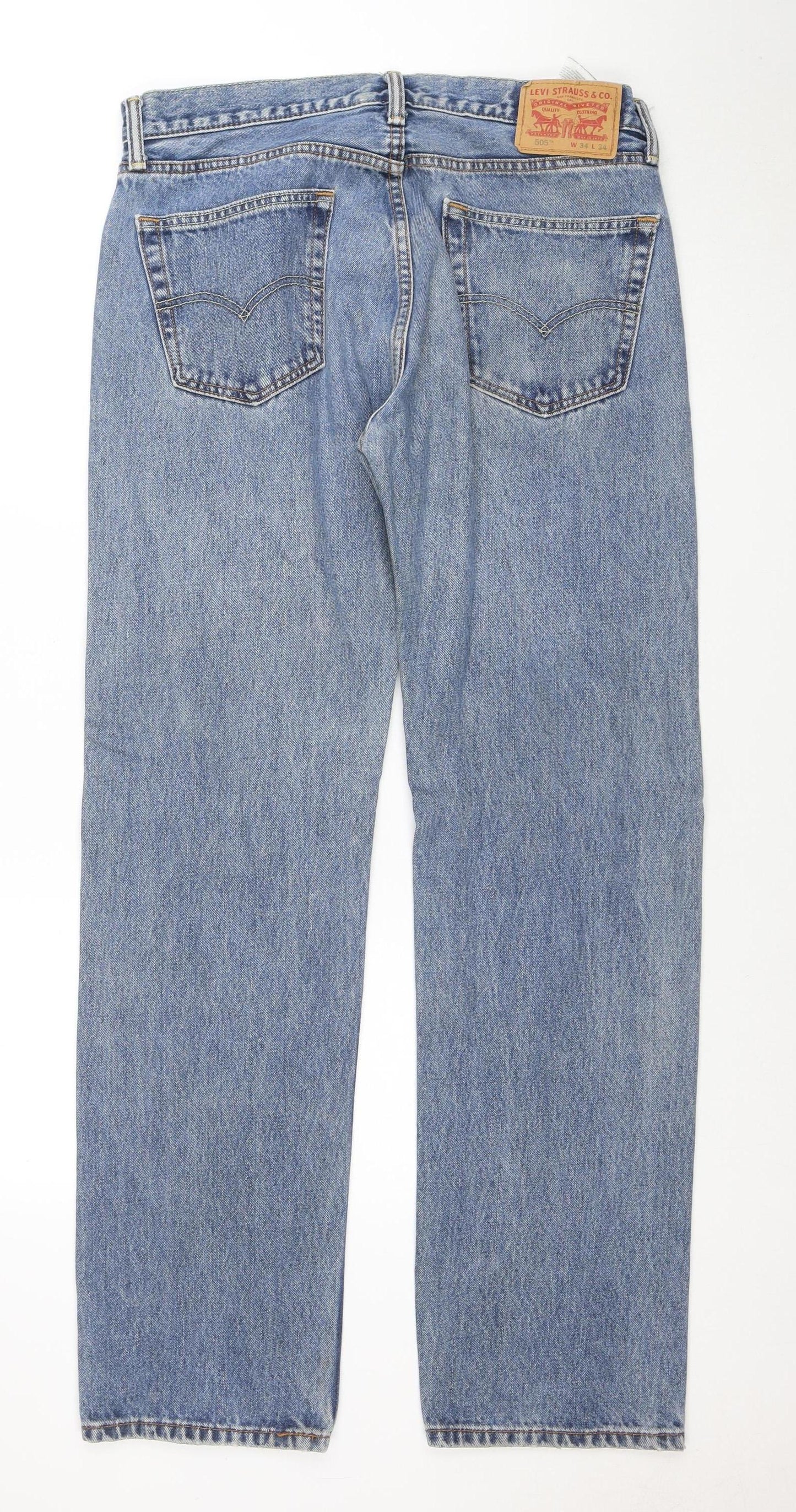 Levi Strauss & Co Men's Blue 505 Straight Denim Jeans W34 L34