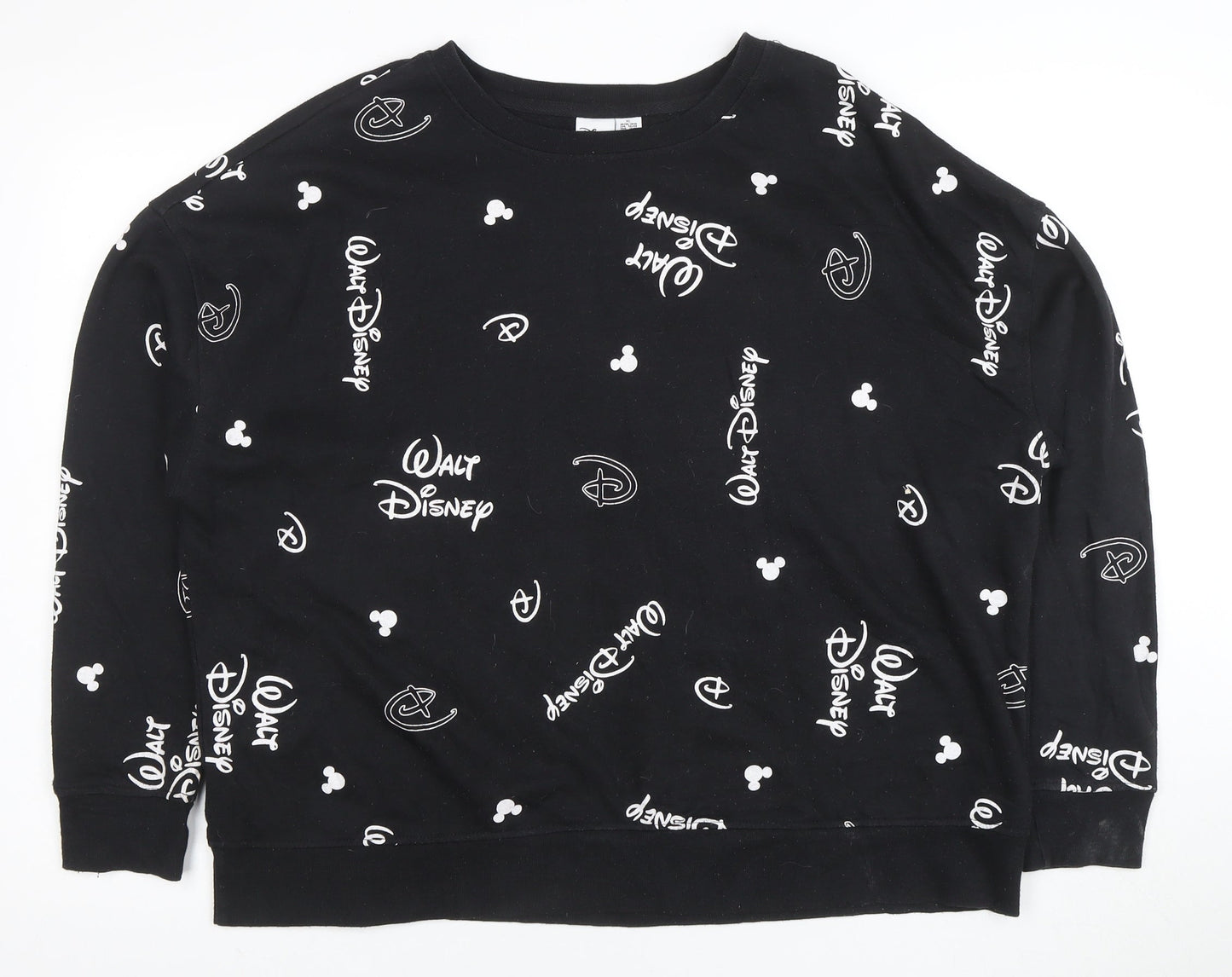 Disney Women’s Black XL Pullover Sweatshirt with Logo Print