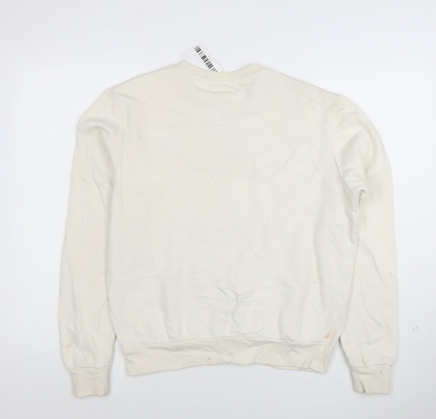 FILA Womens Beige XS Pullover Sweatshirt Crew Neck Cotton Blend