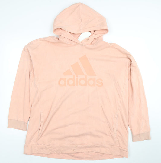Adidas Women’s Pink XL Pullover Hoodie Sweatshirt with Logo