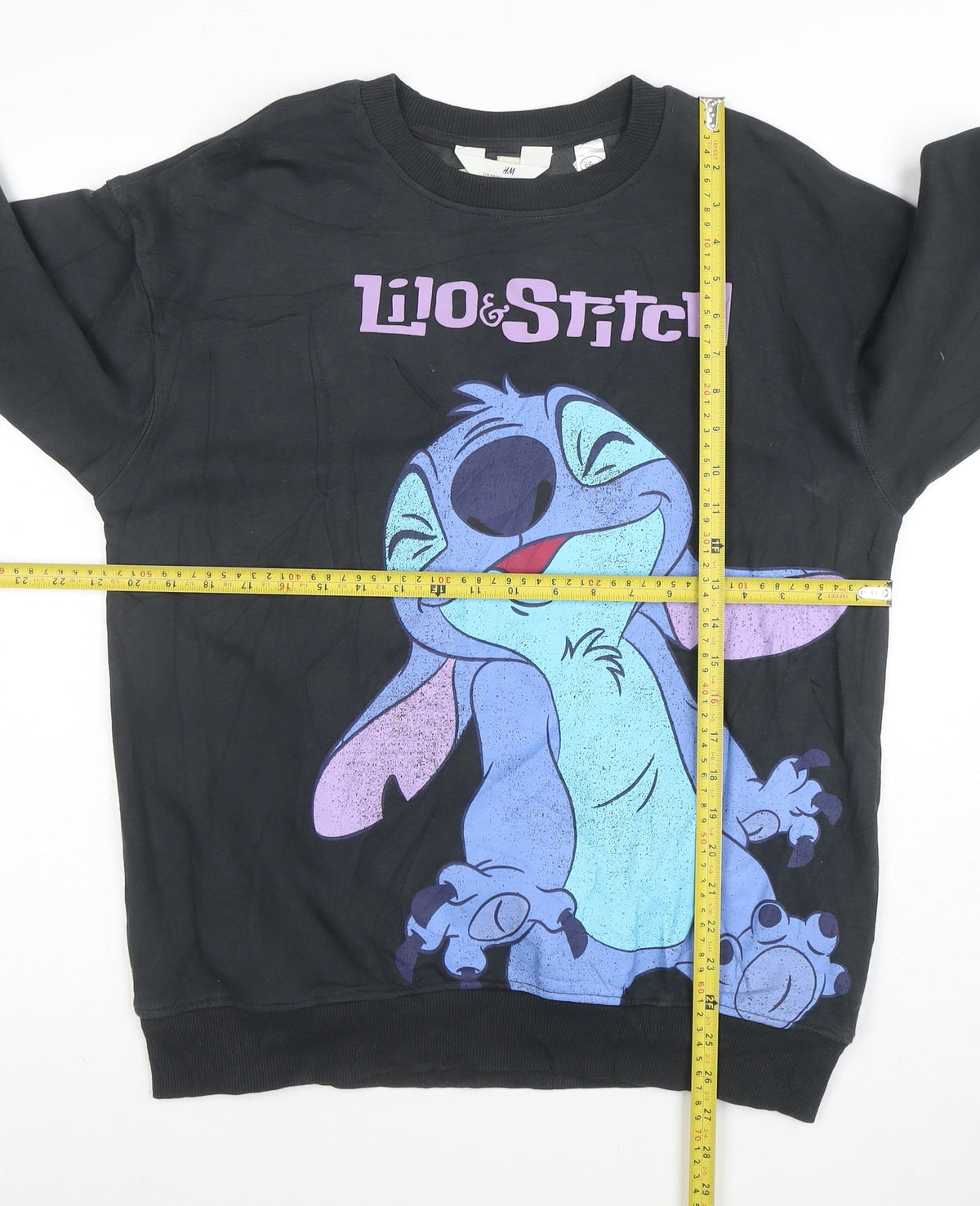 H&M Girls Black Lilo & Stitch Graphic Pullover Sweatshirt 13-14 Years