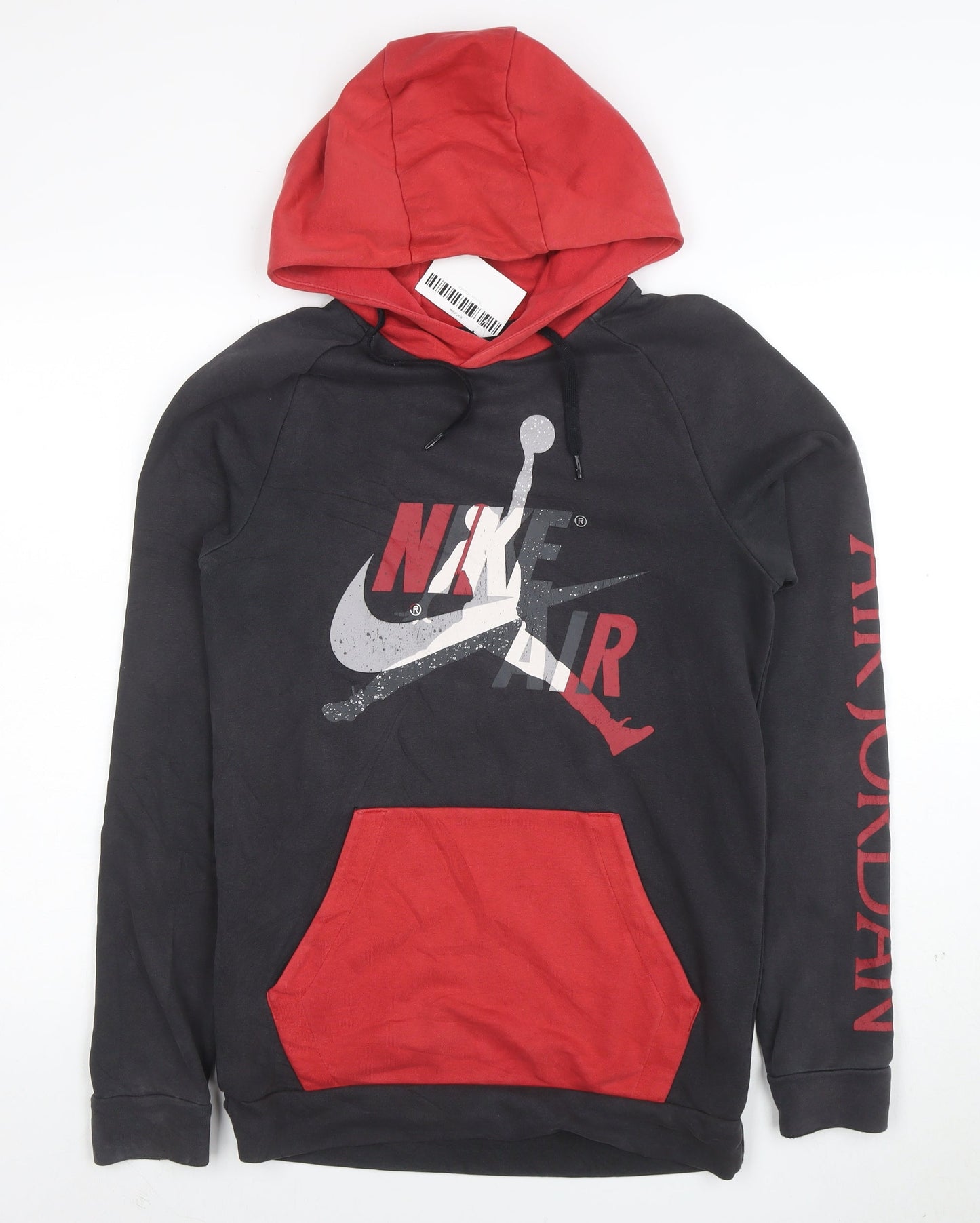Jordan Men's Black Red Pullover Hoodie Small Graphic Print Logo