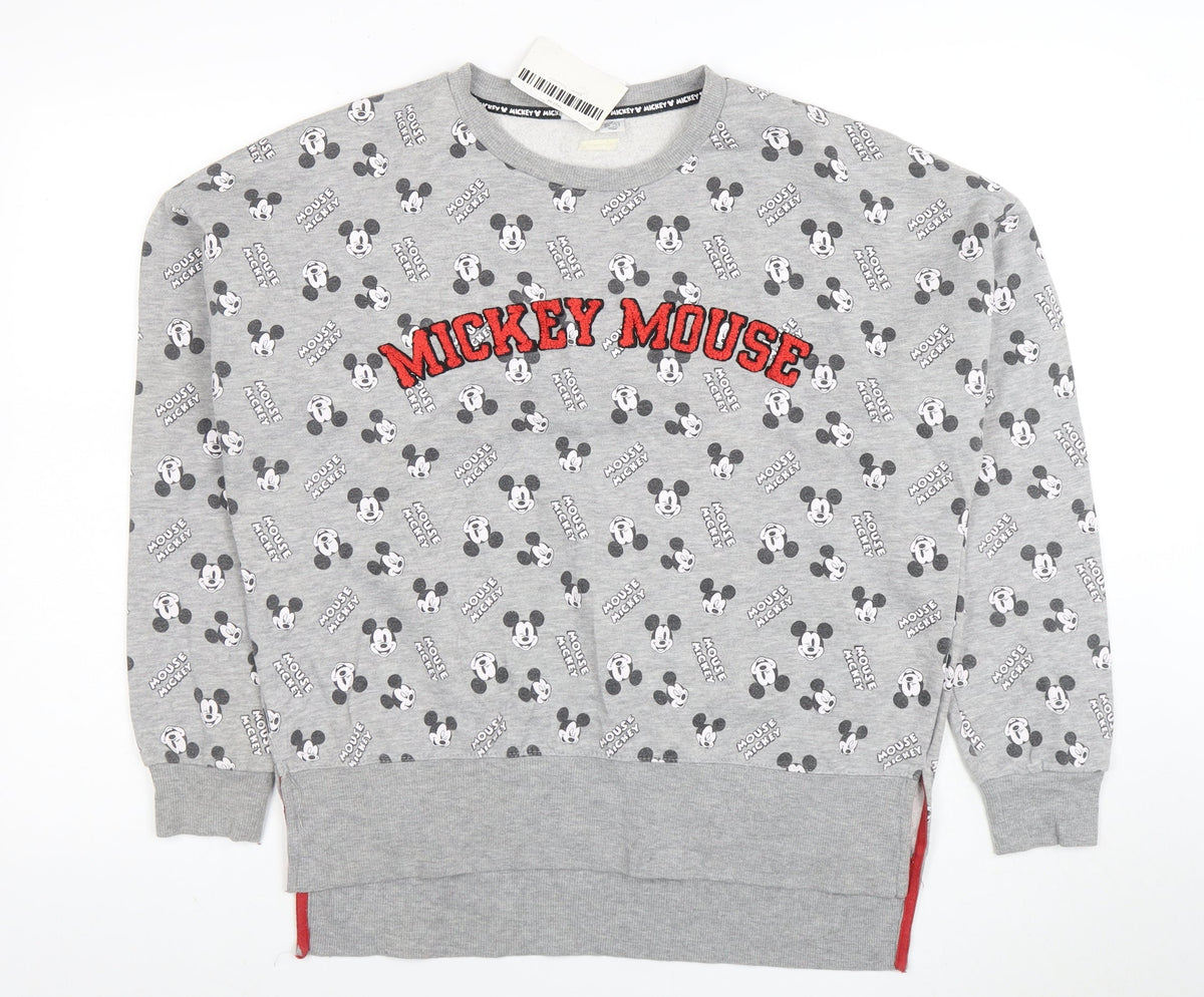 Disney Women Grey Mickey Mouse Pullover Sweatshirt Size S