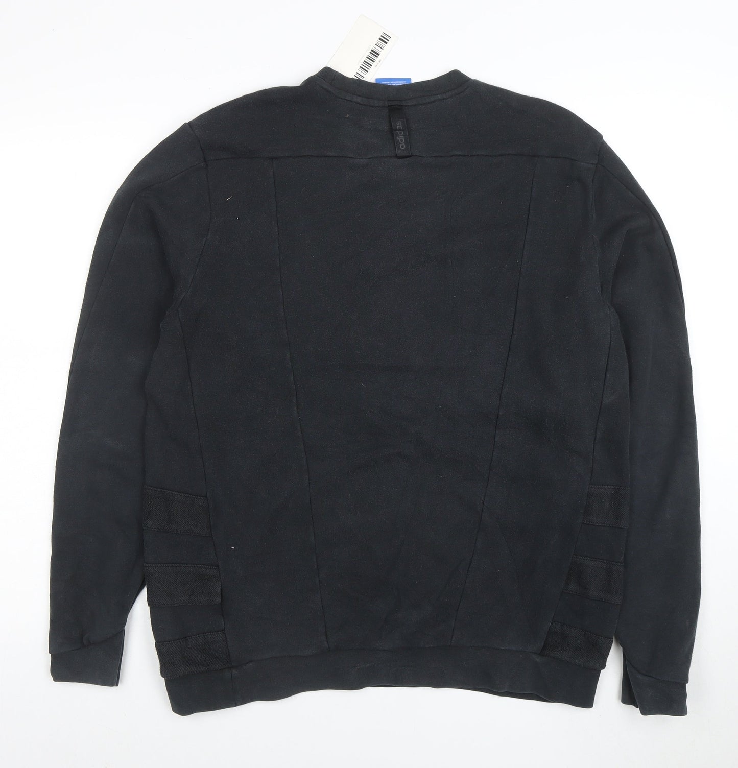 Adidas Men Black L Pullover Sweatshirt Regular Fit Crew Neck