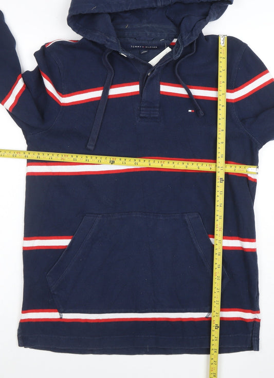 Tommy Hilfiger Men's Blue Striped Pullover Hoodie Size S