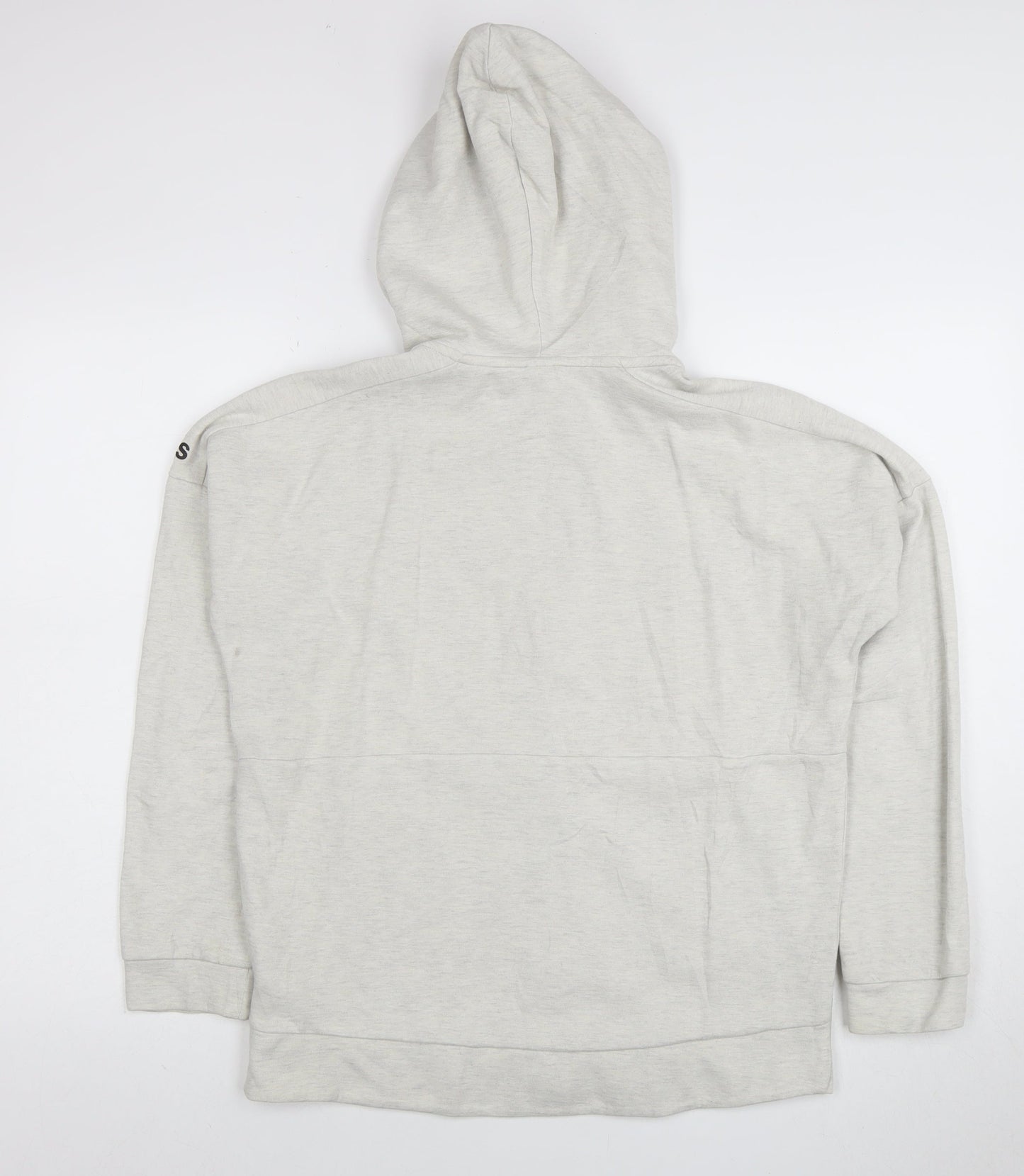 Adidas Women Grey Full Zip Hoodie Size 14 Cotton Blend Hooded Sweatshirt