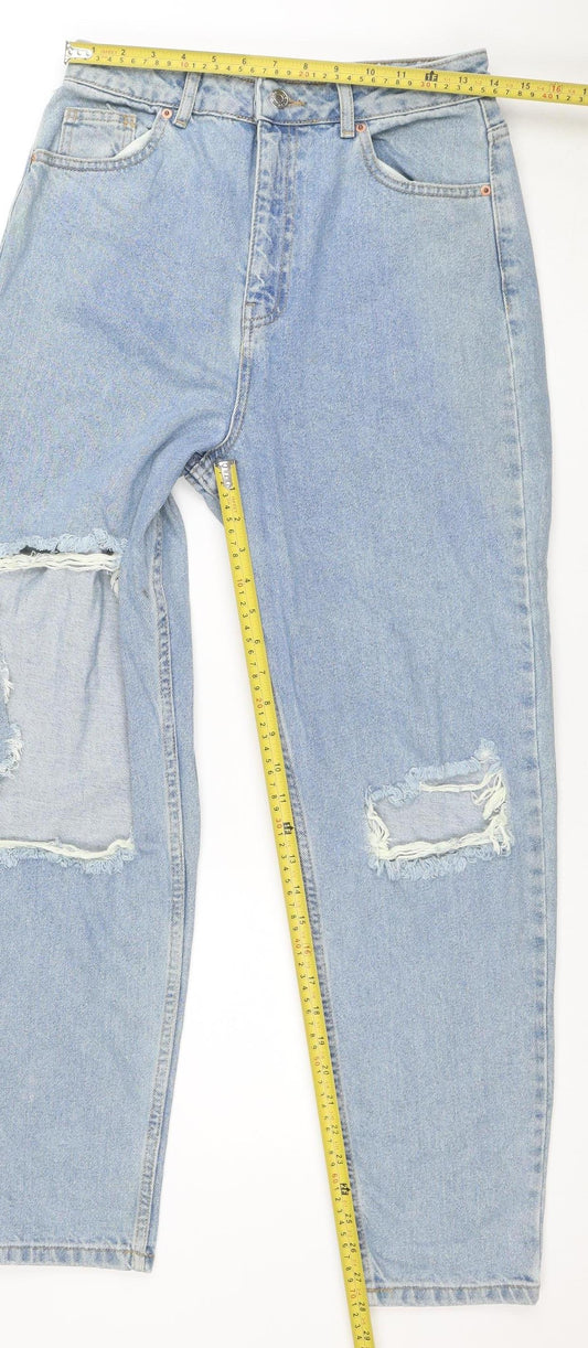 ASOS DESIGN Women’s Blue Mom Jeans Size 10 High Waist Distressed Denim