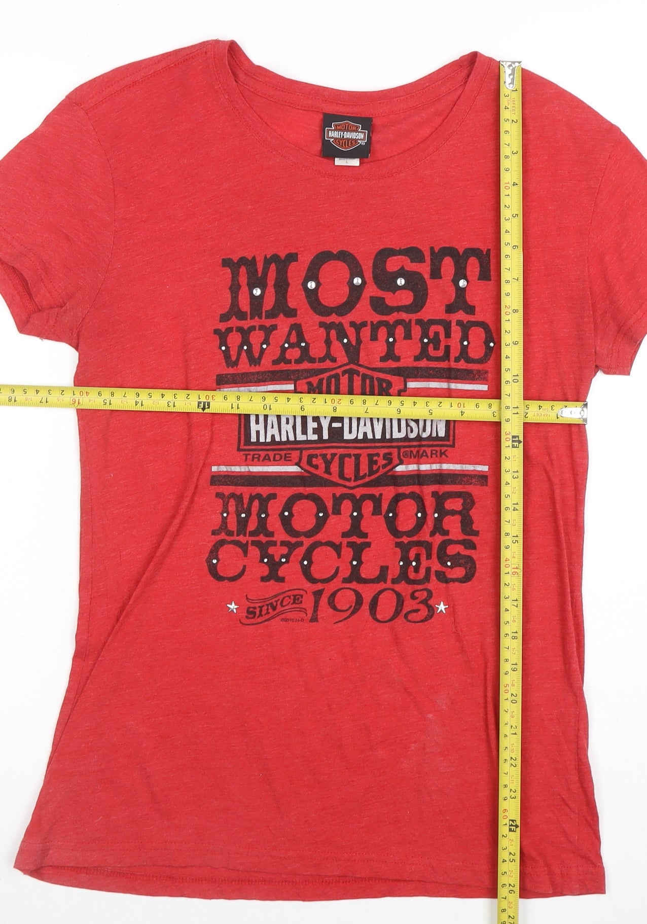 Harley-Davidson Women’s Red Graphic Rhinestone T-Shirt L