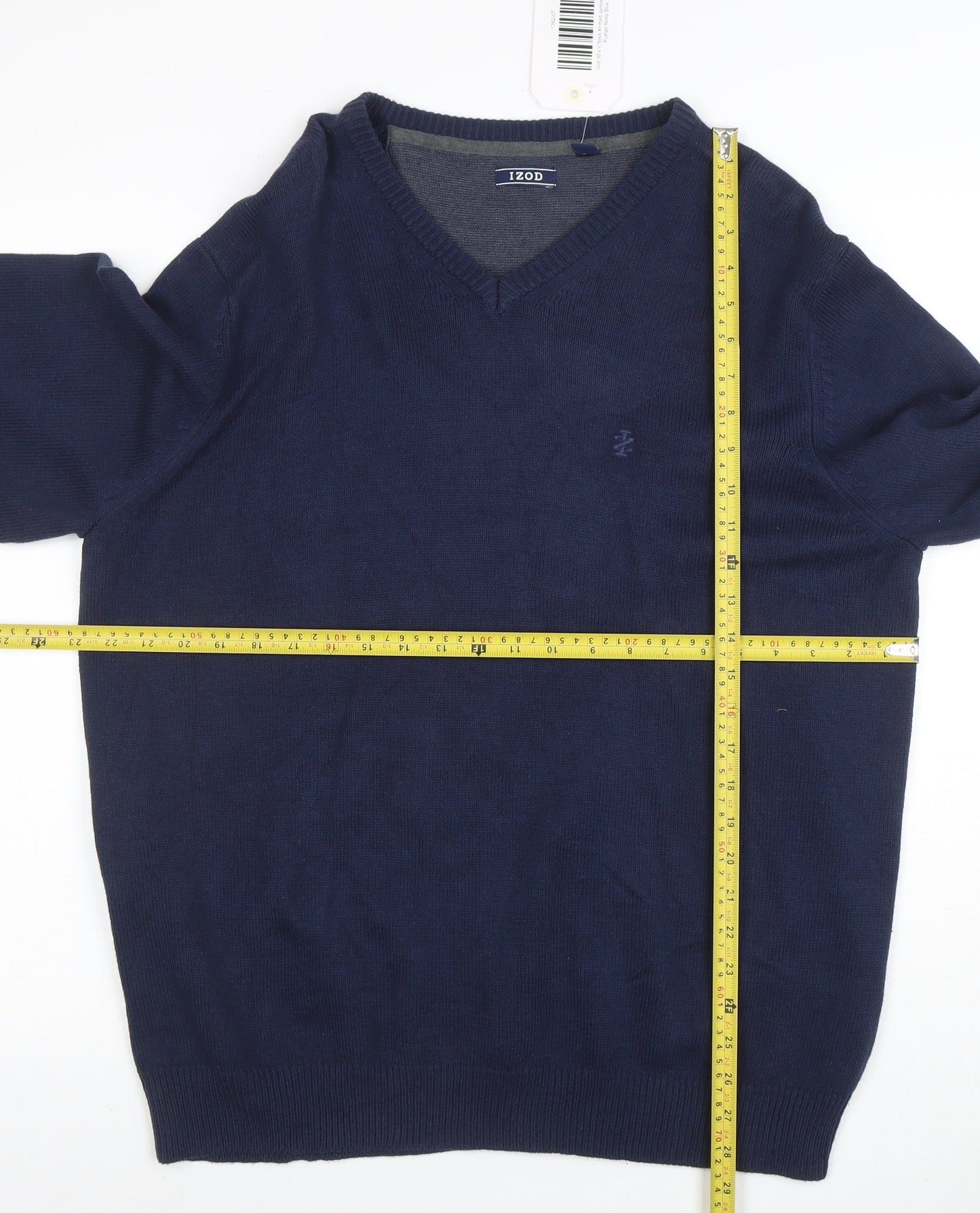 IZOD Men's Blue V-Neck Cotton Blend Pullover Jumper XL