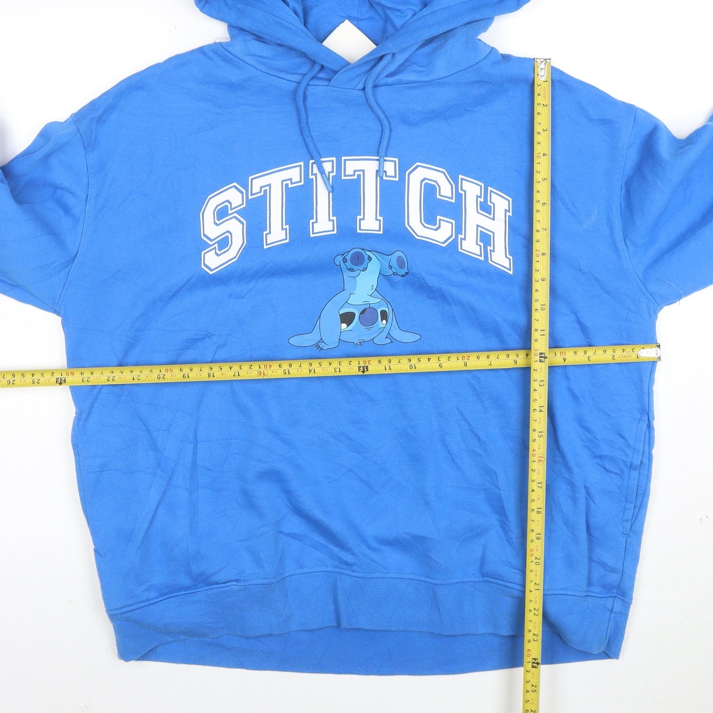 Disney Women Blue Stitch Pullover Hoodie Size L Cotton Blend