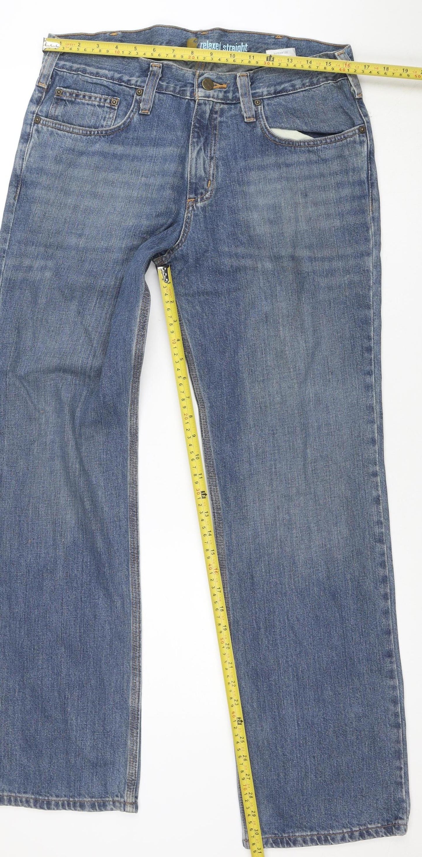 Carhartt Men's Blue Relaxed Straight Fit Denim Jeans 33x32