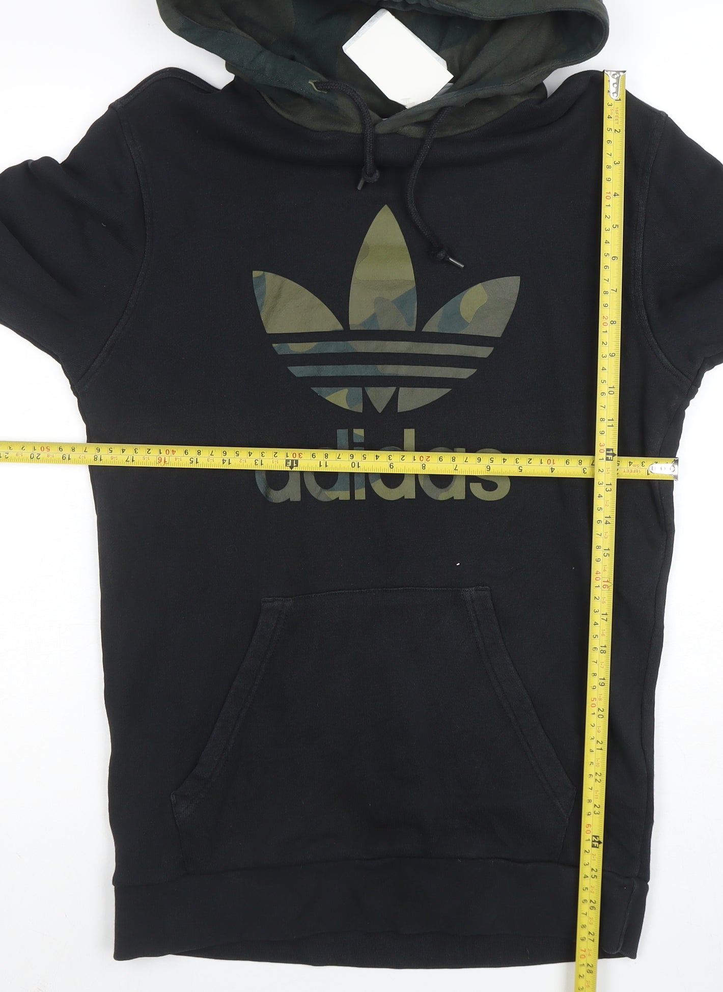 adidas Men's Black Pullover Hoodie S Camo Hood Graphic Logo Sweatshirt