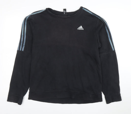 adidas Mens Black Crew Neck Sweatshirt L Pullover Athletic