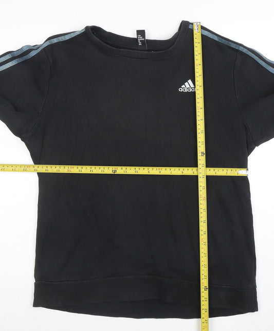 adidas Mens Black Crew Neck Sweatshirt L Pullover Athletic