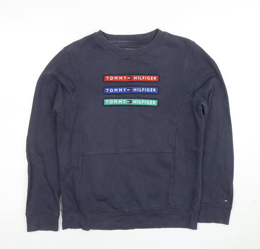Tommy Hilfiger Boys Blue Crew Neck Pullover Sweatshirt Size 152