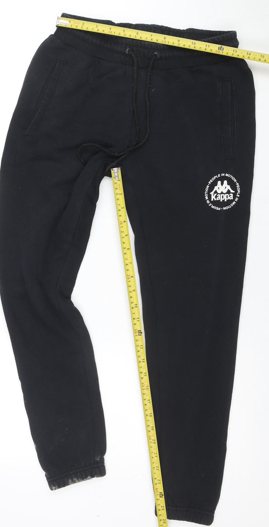 Kappa Mens Black Small Jogger Sweatpants Fleece Tapered Fit