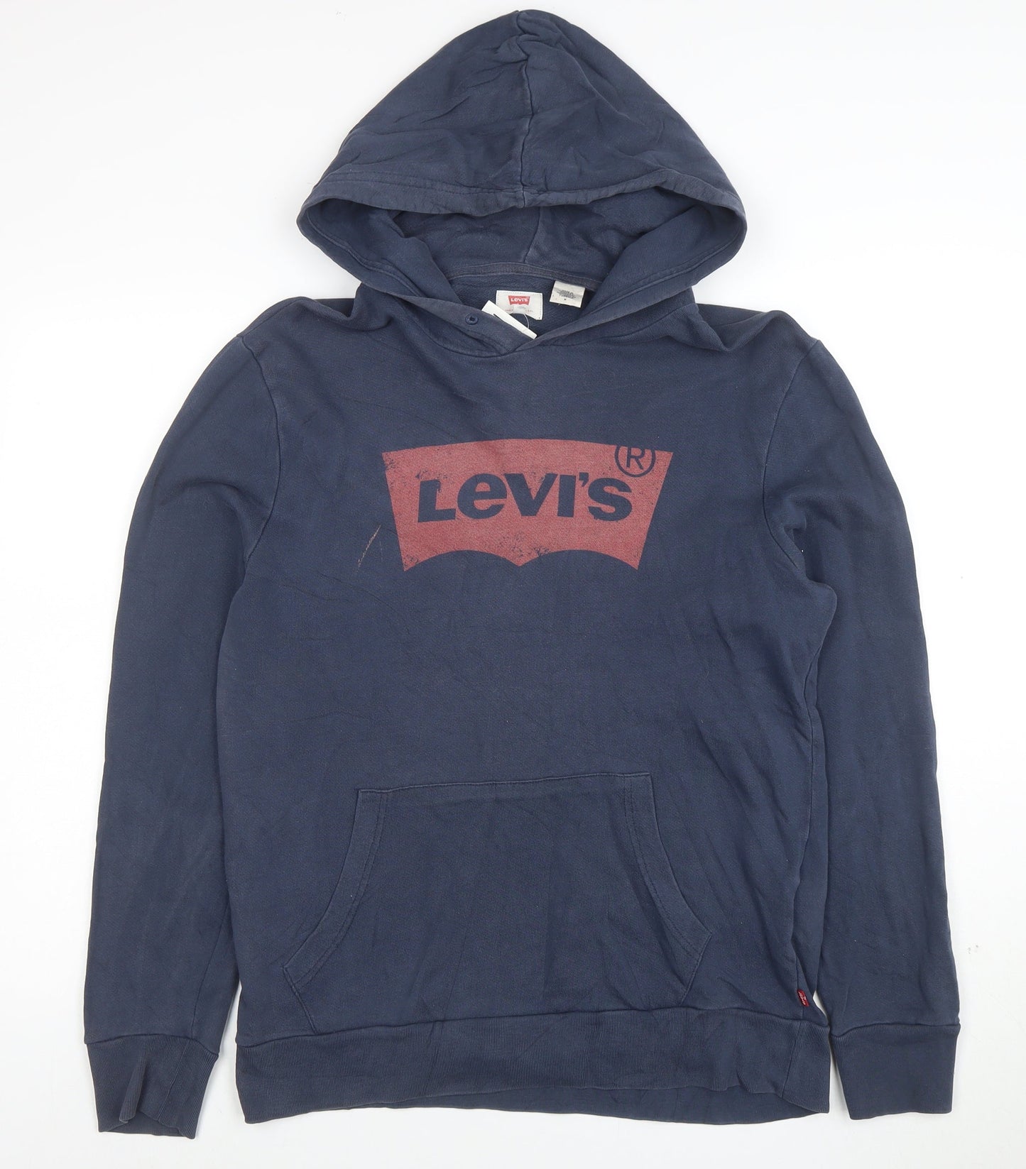 Levi's Men's Blue Pullover Hoodie M Logo Graphic Cotton Sweatshirt