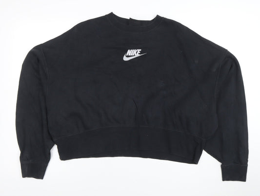 Nike Women's Black XS Cropped Crew Neck Sweatshirt