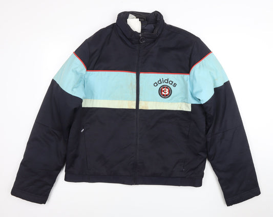 Adidas Men's Blue M Retro Bomber Jacket Full Zip Lined Sportswear