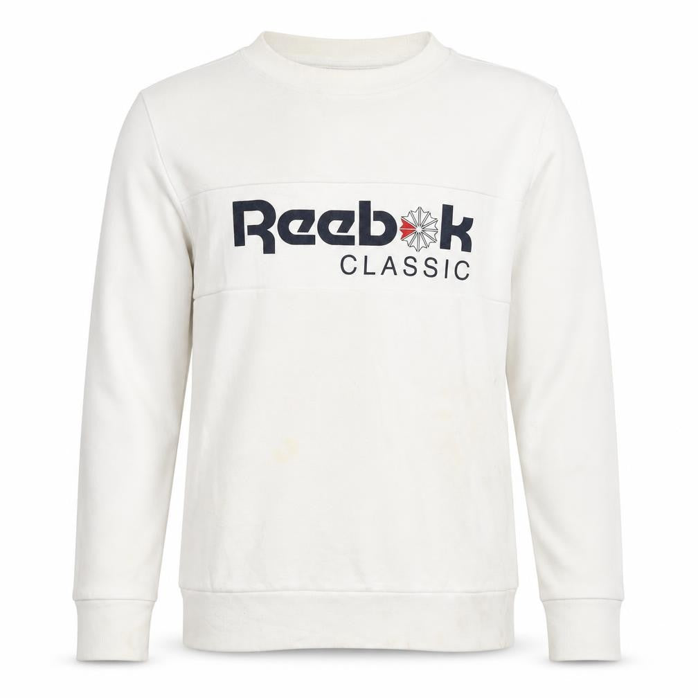 Reebok Classic Mens White Small Crew Neck Graphic Sweatshirt