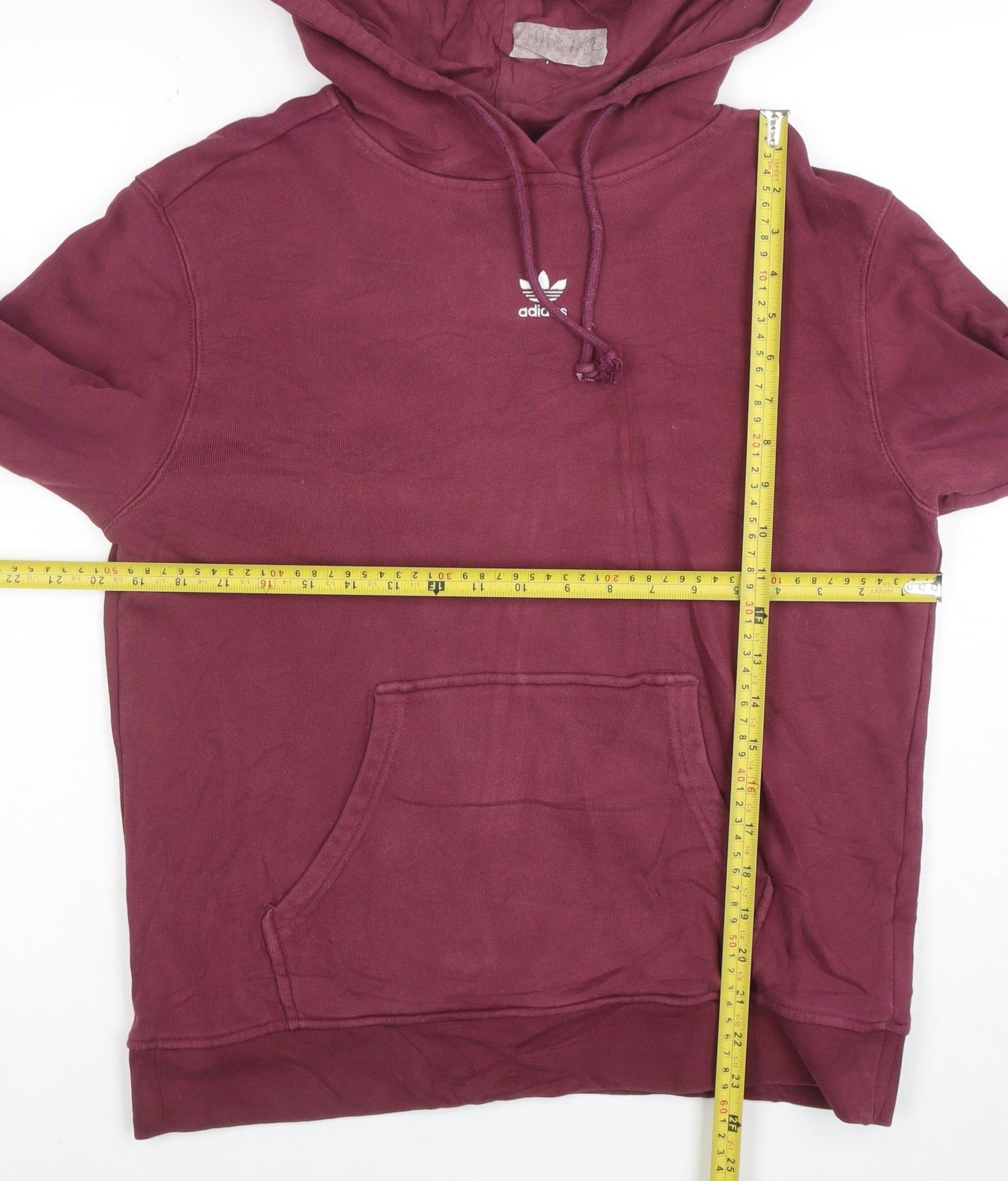 Adidas Women’s Burgundy Pullover Hoodie UK 12 Cotton Blend Casual
